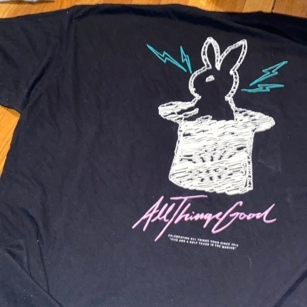 Mens feature XXL bunny graphic on the back gently used.